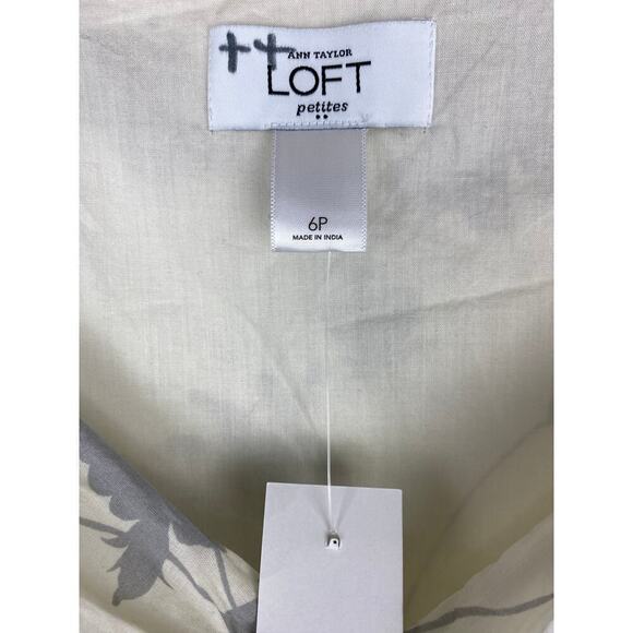 NWT Ann Taylor LOFT Petites 6P Cream Gray Floral Sleeveless Sundress $79 - Picture 4 of 11